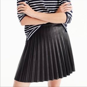 J.Crew Black Faux Leather Pleated Skirt Size 8
